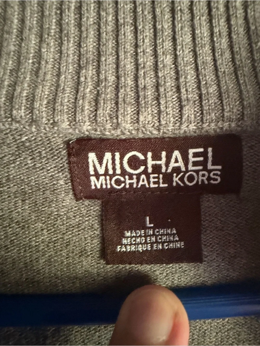 Michael Kors Men's Black Textured Quarter-Zip Long Sleeve Sweater Size Large - Picture 3 of 3